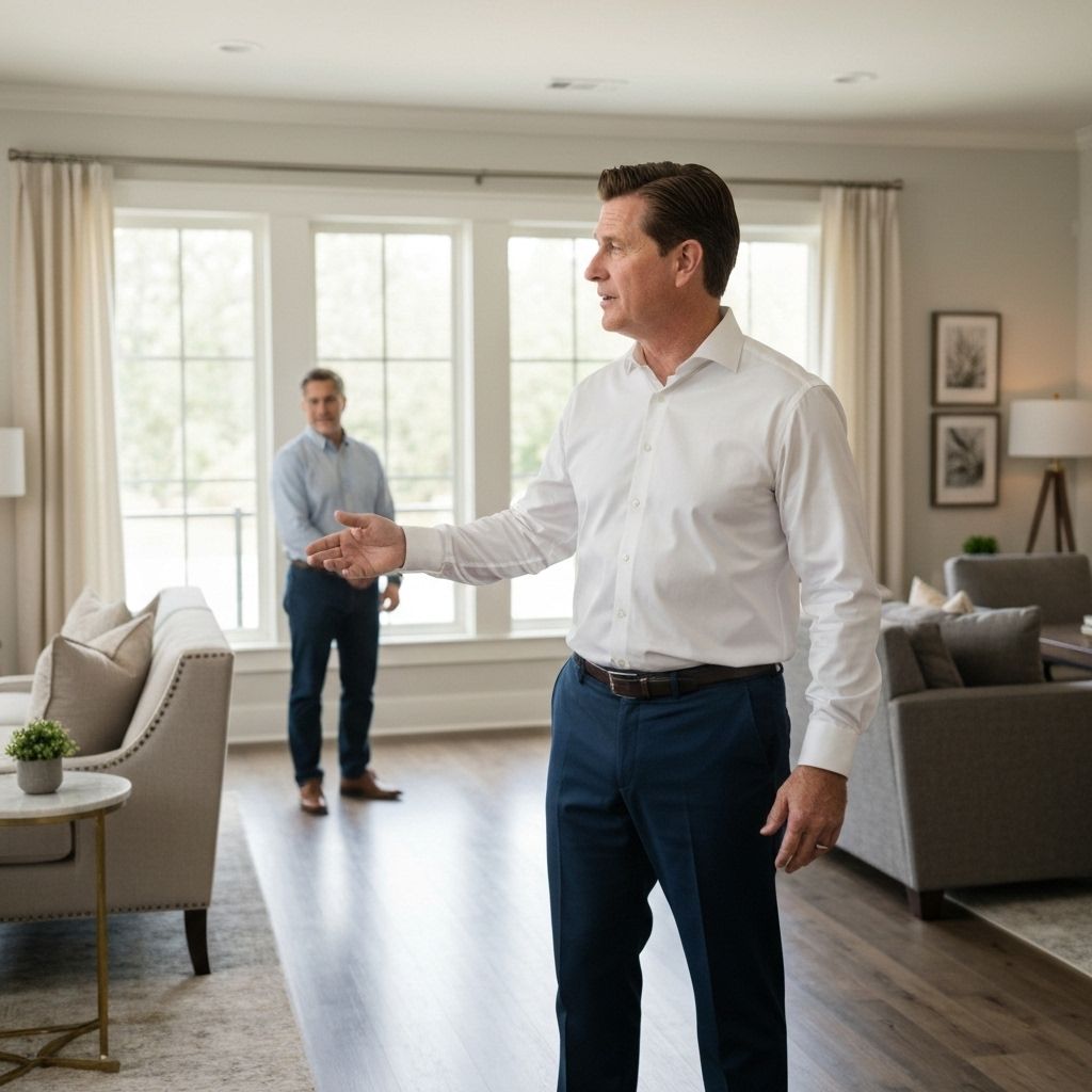 Agent immobilier présentant une propriété